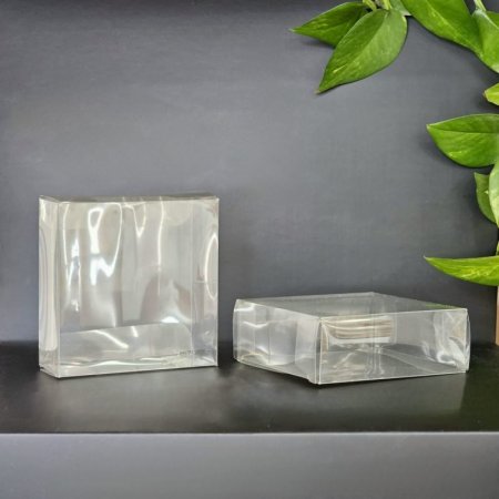 علب تغليف كرتون مع غطاء شفاف 8*8*3.5 pvc